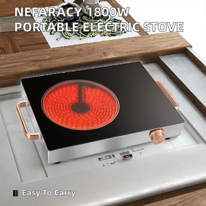 Placa de <span class=keywords><strong>Cocina</strong></span> Eléctrica Portátil de un Solo Quemador, Superficie de Cerámica, Apagado Automático, Control por Perilla, Placa de Cerámica Eléctrica - Product Image 2