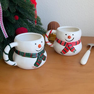 Tasses à café en céramique à prix abordable, tasses de Noël bonhomme de neige, vaisselle en gros, gobelets à eau - Product Image 3