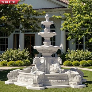 Youfine Tùy Chỉnh Châu Âu Ngoài Trời Biệt Thự Sân Vườn Bãi Cỏ Trang Trí Nội Thất Tự Nhiên Đá Cổ Đá Cẩm Thạch Đài Phun Nước Với Ngựa - Product Image 2