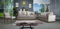 Ensemble de canapés modulaires Chesterfield en velours de luxe extensible avec pieds en acier inoxydable pour grand salon - Élégant fauteuil capitonné