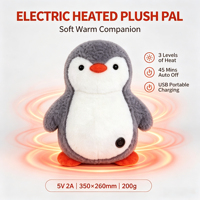 Peluche chauffante USB en forme de pingouin avec 3 niveaux de température, protection contre la surchauffe, compagnon en peluche pour enfants et adultes, compagnon de bureau à domicile