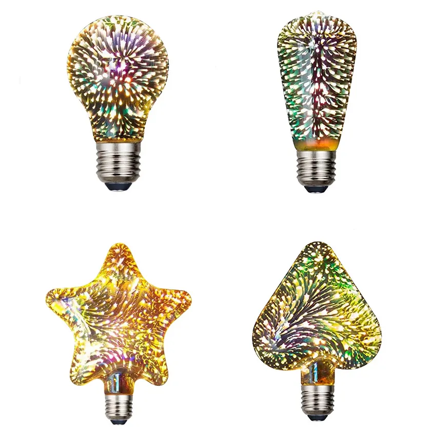 Colourful Tinted Glass ST64 G80 Star Love 3D LED Light Bulb led edison filament decorative bulb
