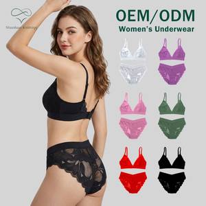 Set di Biancheria <span class=keywords><strong>Intima</strong></span> in Pizzo OEM Shanhao per Donne, Completo Sexy con <span class=keywords><strong>Scollo</strong></span> a <span class=keywords><strong>V</strong></span> Profondo, Reggiseno Senza Ferretto in Pizzo Trasparente - Product Image 1