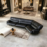 Modernes Italienisches Jo Modulares Sofa-Set, Schwarzes Echtleder, Freizeitsofa