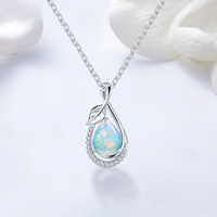 Collier en argent sterling S925 avec opale naturelle, larmes de vie, vente en gros personnalisée, pendentif en forme de larme, mode de luxe pour femmes