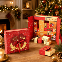 Boîte de calendrier de l'avent personnalisée, 24 jours, boîte de compte à rebours de Noël en papier rigide avec portes surprise pour enfants, emballage