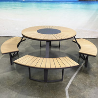 Extérieur Bord de Mer Imperméable Protection Solaire Patio Jardin Loisirs Rond Partie BBQ Banc Tables et Chaises