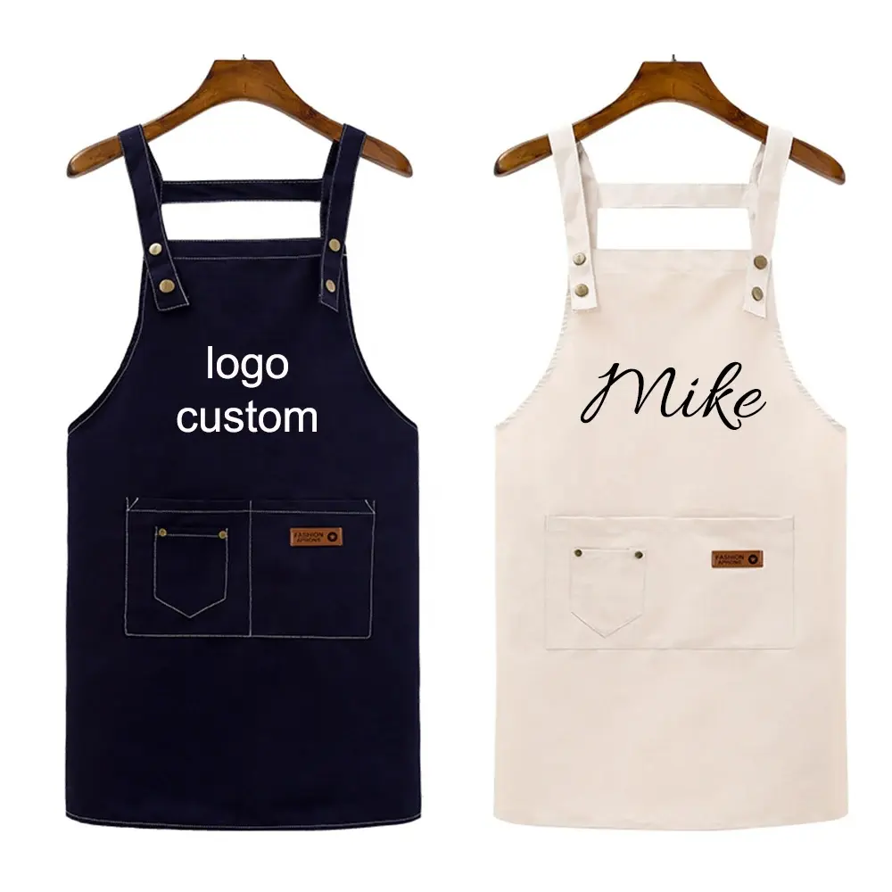 Personalized Sleeveless Apron Can Add Logo Name Kitchen Breathable Restaurant Waiter Oil-proof Apron For man or women