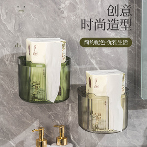 Wall Mounted <b>Storage</b> Bin Round Punch Free Tissue <b>Box</b> Organizer For Home Bathroom <b>Kitchen</b> Polished Finish - Product Image 2