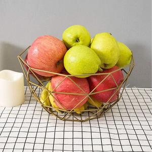 Luxury Geometric <b>Storage</b> Bowl Custom Design Golden Metal Wire Fruits Vegetables Decorative <b>Basket</b> - Product Image 5