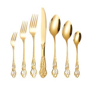 Royal Court Stainless Steel Cutlery: Retro Embossed Knives, Forks, <b>Spoons</b>, Creative Hollowed-out <b>Coffee</b> <b>Spoons</b>, Dessert <b>Spoons</b>, - Product Image 5