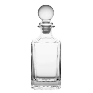 500ml Size Clear Square Shaped Whisky Glass Decanter With Glass Stopper For Logo Printing