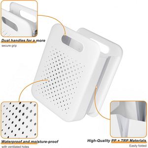 Custom <b>Mesh</b> <b>Plastic</b> Portable Double Tier Clothing Organizer Hamper for Bathroom with 2 Compartments - Product Image 3