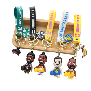 Promotional 3D Kawaii Cute Basketball Star Figure PVC Keychain with UV Printed Cartoon <b>Rubber</b> Material Car Keyring - Product Image 1
