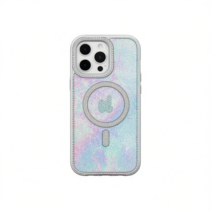 Étui de téléphone magnétique en TPU+PC pour 16 Pro Max avec design diamant, décoration scintillante irisée, support magnétique - Product Image 2