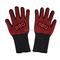 SEB KAMADO China - Guantes de Cocina Clásicos Negros y Rojos Personalizados con Forro de Algodón, Resistentes al Calor, para Horno, Barbacoa, Tejidos a Mano