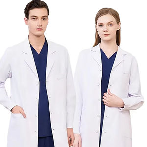 Manteau blanc en coton polyester de haute qualité en gros vêtements d'hiver anti-rides et anti-boulochage uniforme de médecin homme et femme - Product Image 1