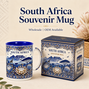 Tasses en céramique souvenirs touristiques d'Afrique du <span class=keywords><strong>Sud</strong></span>, motif floral, montagne, faune, pour café, lait, mug, personnalisation OEM ODM, vente en gros - Product Image 1