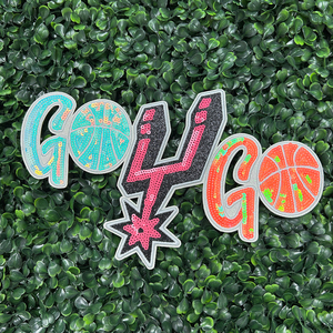 Patch con Paillettes 'Go Spurs Go' da 10 Pollici, Grandi Patch <span class=keywords><strong>per</strong></span> Giubbotti in Denim, Distintivo <span class=keywords><strong>per</strong></span> Tifosi di Basket Texas Game Day - Product Image 3