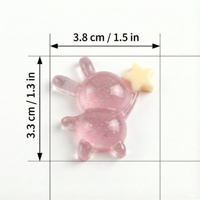 Accessoires pour cheveux et porte-clés DIY en forme d'animal lumineux Firefly, lapin étoile, en plastique/résine avec colle coulante, 38x33mm