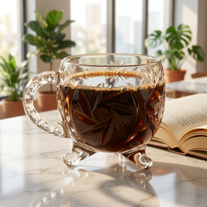 Classic Clear Glass Tea <b>Cup</b> and <b>Saucer</b> Gift Set with Durable Embossed Box for Tea Party Home Use - Product Image 3