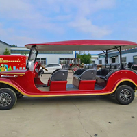 Voiture électrique vintage de tourisme homologuée pour la route, certifiée CE, 8-11 places, 72V, quatre rangées, pour hôtels, complexes hôteliers et parcs touristiques