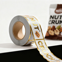 Maßgefertigte Wasserfeste Rollenetiketten Goldfolienprägung Kratzfeste UV-Beständige Klebeetiketten für Lebensmittel Snacks Süßigkeiten Kaffee Verpackung