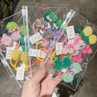 Élastiques à cheveux en résine acrylique scintillante, motif fruits et fleurs, style coréen, pour filles et enfants, accessoires capillaires doux et très élastiques