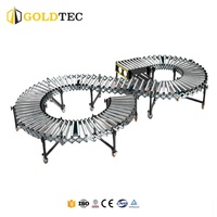 Convoyeur à rouleaux flexible et extensible motorisé Goldtec, à vitesse variable, télescopique, rétractable et pivotant