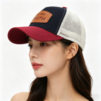 Casquette Trucker Unisexe en Coton 5 Panneaux de Haute Qualité, Broderie Personnalisée, Écusson Tissé, Visière Courbée, Maille, pour Baseball, Sports et Activités de Plein Air - Vente en Gros