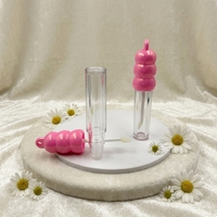 Nouveau design – Capuchon rose en forme de Tanghulu avec crochet pour pendentifs – Flacon de brillant à lèvres en ABS