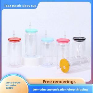 2026 Hot-Selling 16oz <b>Plastic</b> <b>Straw</b> Cup Eco-Friendly Acrylic Jelly-Colored Dishwasher Safe for <b>Drink</b> Water Parties and Tours - Product Image 3