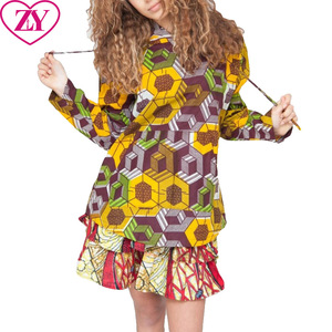 I produttori personalizzano le donne Ankara <span class=keywords><strong>abbigliamento</strong></span> etico stampa africana felpa con cappuccio abito per 2024 del partito all'ingrosso - Product Image 1