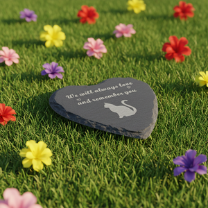 Lápida Conmemorativa para Gatos en Forma de Corazón, Silueta de Gato de 4 Pulgadas, Placa Conmemorativa para Jardín Exterior 'Siempre los Amaremos' - Product Image 2