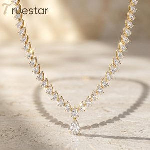 Collier en Moissanite Taille Poire Entière pour Femme, Design en V, en Argent Sterling 925, Bijoux Fins pour Mariage et Occasions Spéciales - Product Image 1