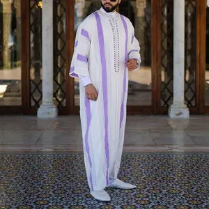 Новый модный мусульманский мужской Халат Islam Kaftan Abaya Saudi Arabia Dubai мужская одежда Арабский мусульманский абайя для мужчин