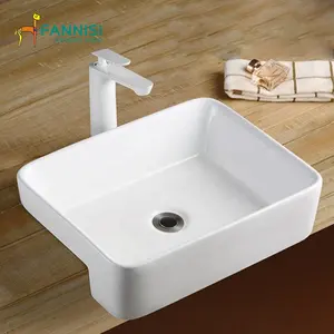 Lavabo sanitário artístico, lavatório para banheiro, bacia de cerâmica, retangular, lavatório manual