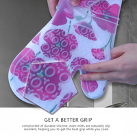 Gants de four maniques de cuisine en silicone avec doublure en coton