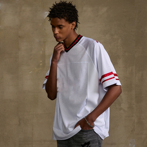 Prix de gros, poids lourd, 100% coton tricoté, surdimensionné, logo personnalisé de luxe, sérigraphie, vintage, football - Product Image 2