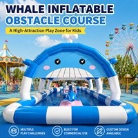 Parcours d'obstacles gonflable sur le thème des baleines, équipement de terrain de jeux pour enfants, parc d'attractions extérieur, centre de jeux gonflable