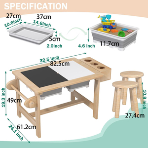 Cadeaux d'anniversaire pour garçons et filles, table sensorielle pour enfants avec 2 bacs sensoriels, planche double face - Product Image 6
