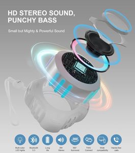 <span class=keywords><strong>Enceinte</strong></span> Bluetooth étanche avec lumières LED, <span class=keywords><strong>enceinte</strong></span> <span class=keywords><strong>portable</strong></span> sans fil flottante IPX7 <span class=keywords><strong>pour</strong></span> la douche, la plage, les voyages, cadeau idéal - Product Image 2