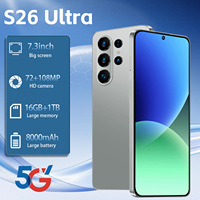 Smartphone S26 Ultra UK 7,3 pouces 90Hz Android 15 16 Go 1 To 108 MP 8800 mAh Deca Core 5G Double SIM Carte TF Face ID GPS Cadre Métallique