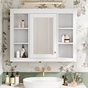 Armoire à pharmacie moderne 35 x 28, rangement mural pour salle de bain avec miroir, armoire miroir - Product Image 1