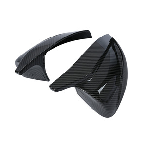 Carcasa de Espejo Retrovisor para Audi A3 2014-2020, Diseño de Cuerno de Toro con Textura de Fibra de Carbono Negro Brillante - Product Image 2
