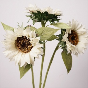 Nouveau Design <span class=keywords><strong>Blanc</strong></span> Real Touch <span class=keywords><strong>Tournesol</strong></span> Fleur Artificielle Tête Unique Latex <span class=keywords><strong>Tournesol</strong></span> pour Photographie Décorations De Mariage - Product Image 4