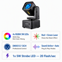 Mini Cabeza Móvil de Luz para Escenario 36W LED RGBW Láser Estroboscópico Flash Sincronización de Sonido DMX Modo Maestro Esclavo Automático para KTV, Sala, Fiesta, Hogar
