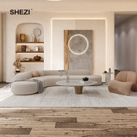 SHEZI Modern beyaz kumaş yuvarlak koltuk takımı Boucle yarı dairesel kavisli otel Villa daire oturma odası için