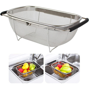 Cuisine professionnelle en acier inoxydable légumes fruits PP poignées maille extensible sur évier perforé <span class=keywords><strong>passoire</strong></span> <span class=keywords><strong>passoire</strong></span> - Product Image 4