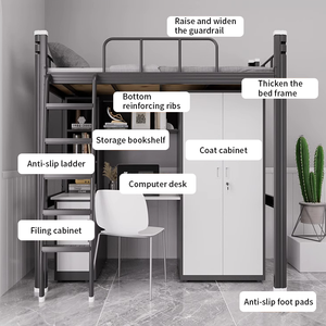 Современная кровать из кованого железа со столом, стальная композитная двухъярусная кровать для квартир, общежитий и школы для городского проживания и обучения - Product Image 6